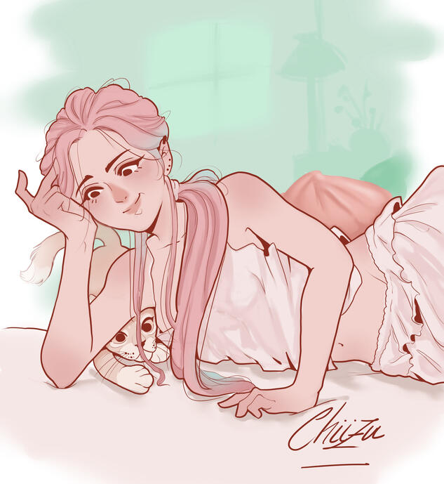 Pastel-colored scene